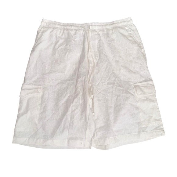 Ouku Other - Ouku Cargo Shorts Mens XL White Like New Linen Cotton Blend Drawstring Casual